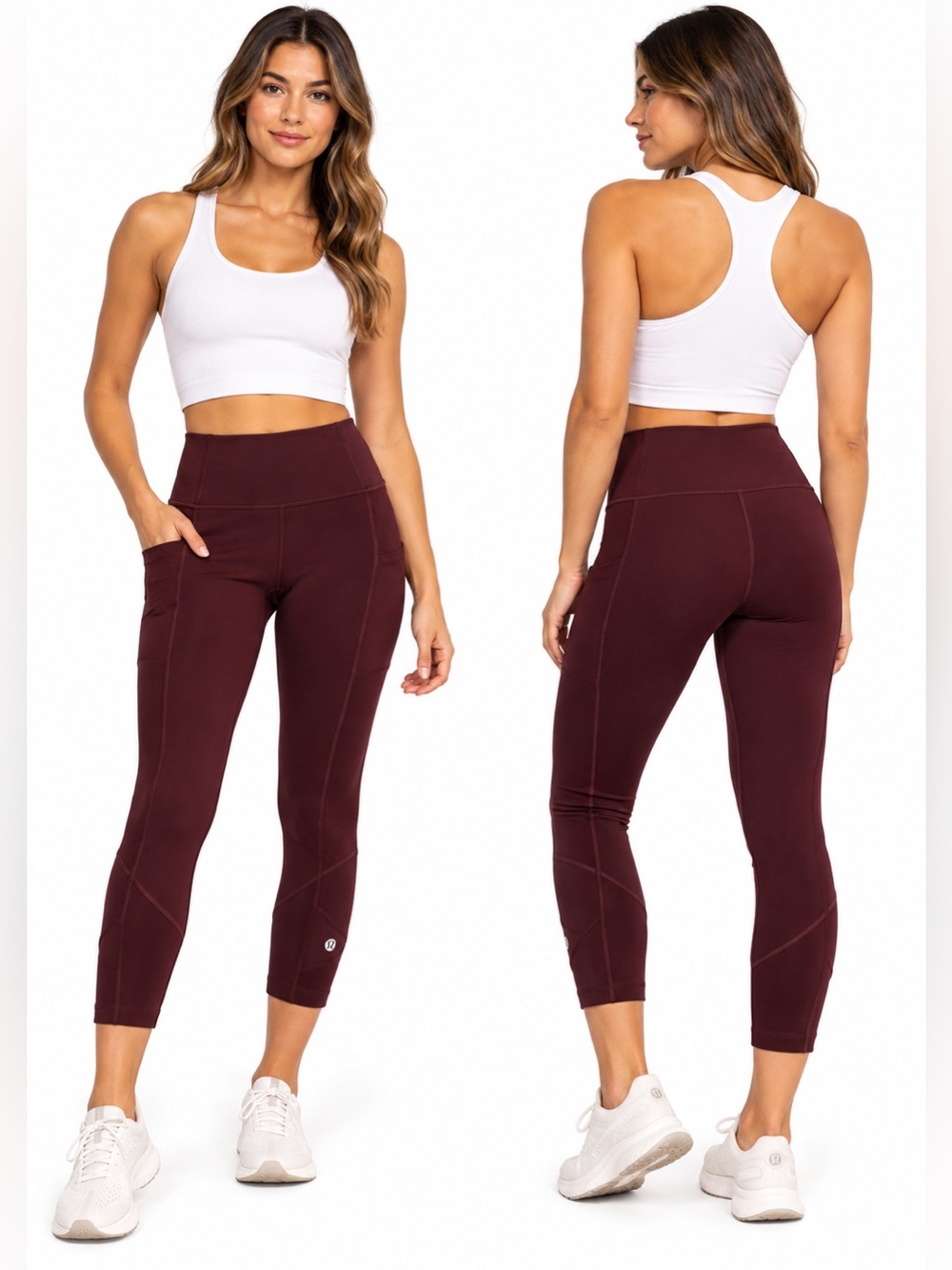 Lululemon Pace Rival Crop Leggings Size 4 Dark Adobe Burgundy HighRiseYoga Pants